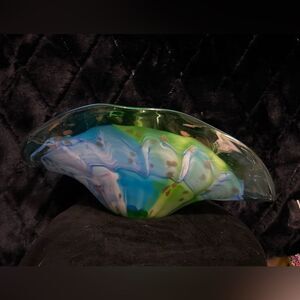 EUC~Dale Tiffany BLOWN GLASS Fruit Bowl or Table Bowl BEAUTIFUL Colors
